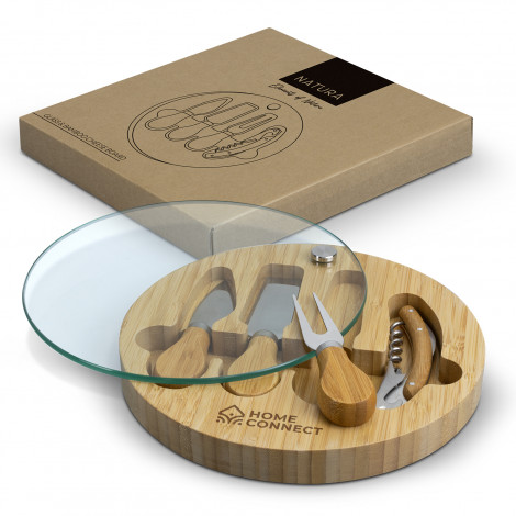 [TR122342] NATURA Glass & Bamboo Cheese Board