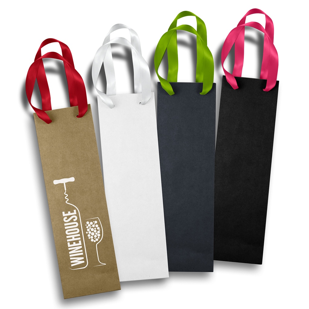 [TR125054] Wine Ribbon Handle Paper Bag