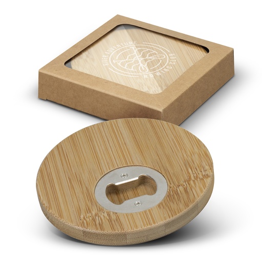 Bamboo Bottle Opener Coaster - Set of 2 - Round
