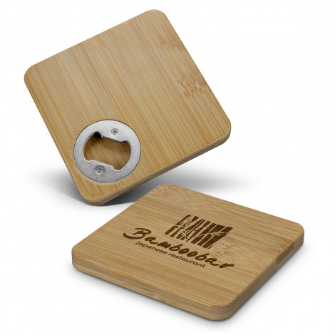 [TR125939] Bamboo Bottle Opener Coaster - Square