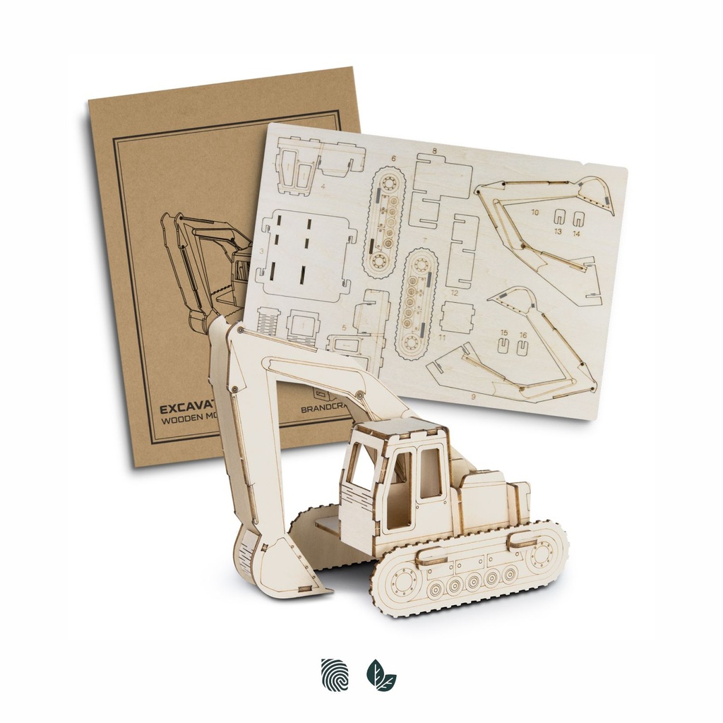 [TR124035] BRANDCRAFT Excavator Wooden Model