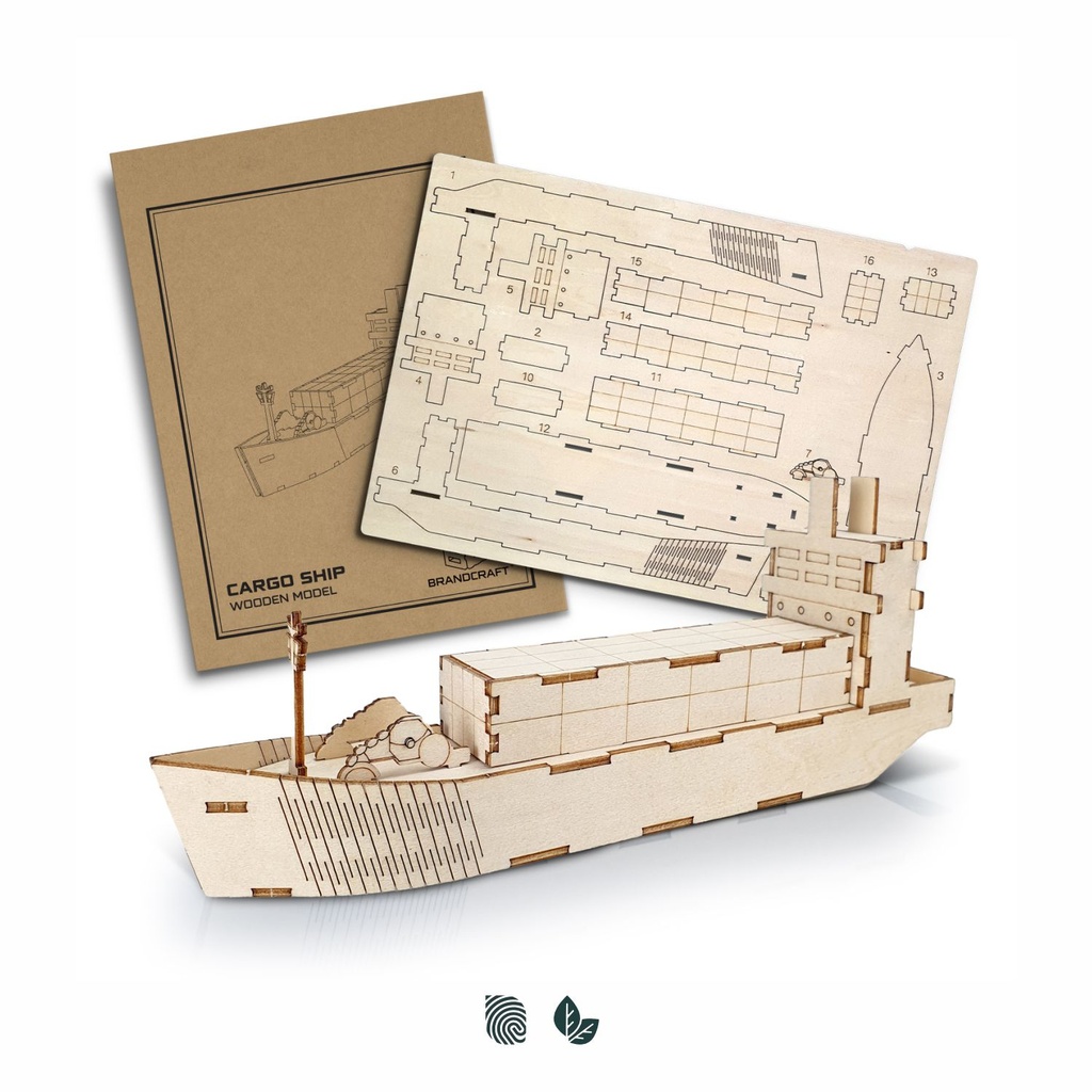 [TR124038] BRANDCRAFT Cargo Ship Wooden Model