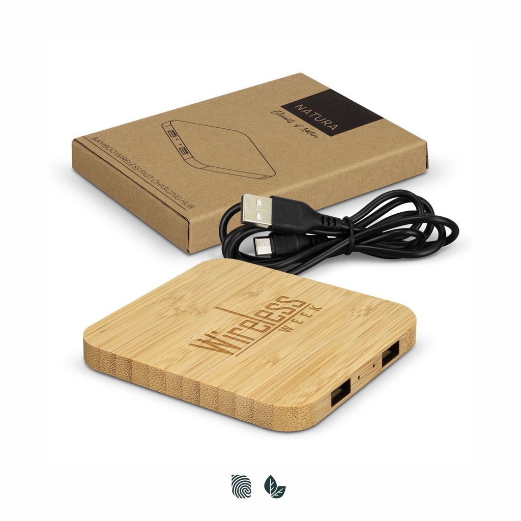 [TR126409] NATURA Bamboo Wireless Fast Charging Hub