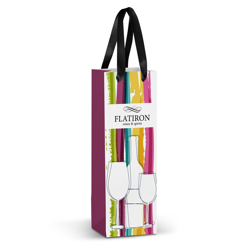 [TR127176] Champagne Ribbon Handle Paper Bag - Full Colour
