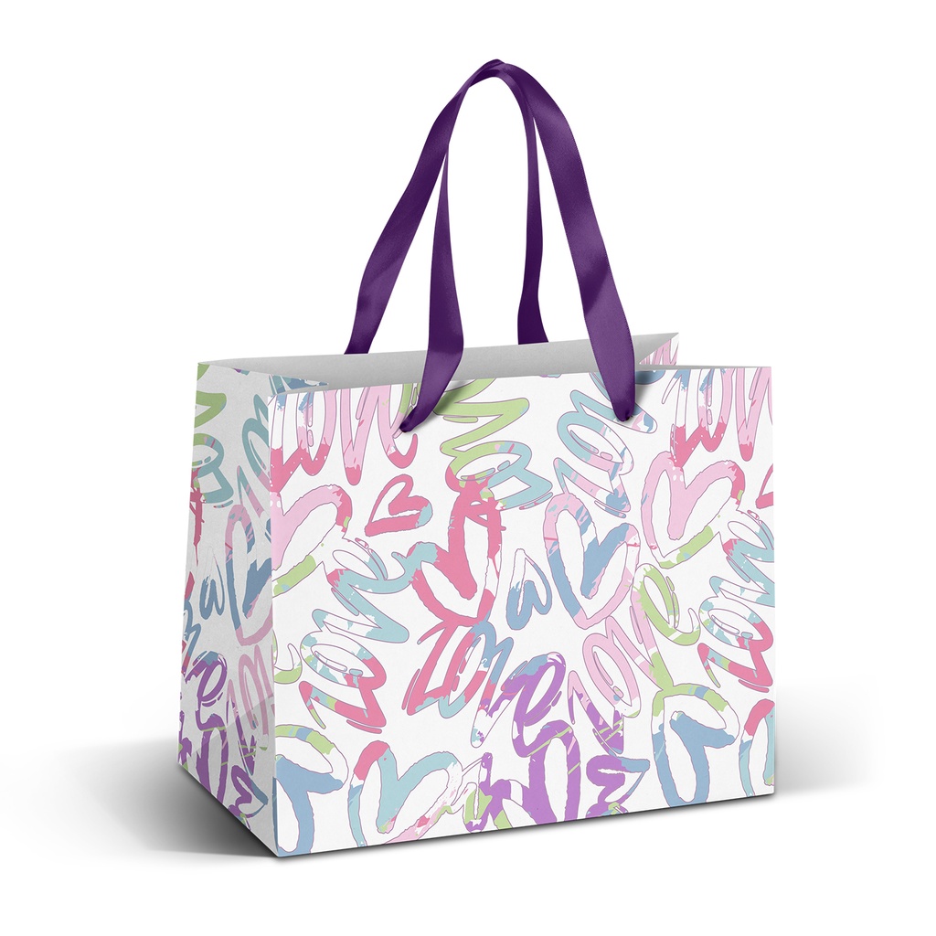 [TR127178] Medium Ribbon Handle Paper Bag - Full Colour