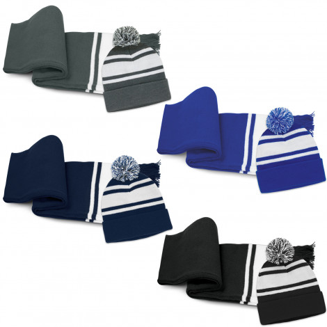 [TR129251] Commodore Scarf and Beanie with Pom Pom Set