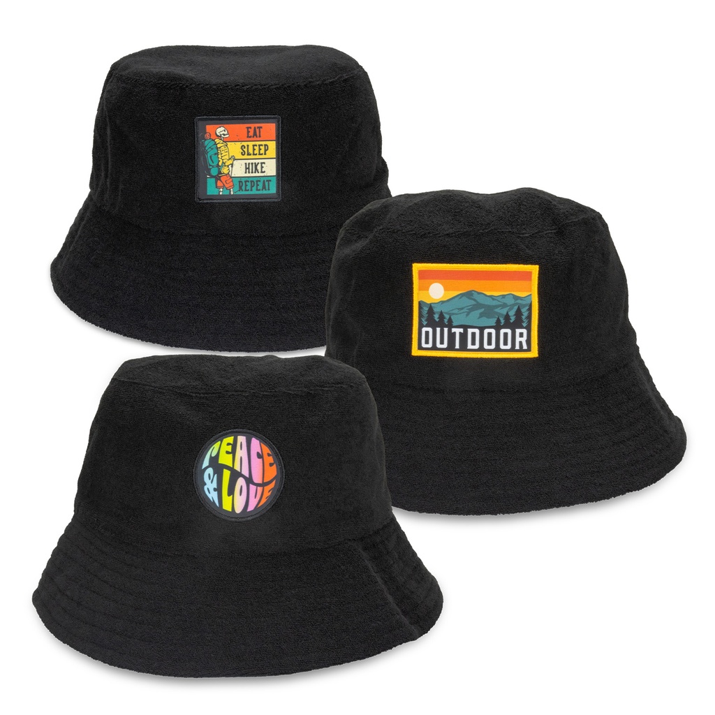 [TR129723] Terry Towelling Bucket Hat with Full Colour Patch